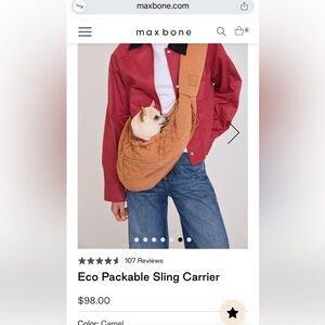 Maxbone Eco Packable Dog Sling Camel